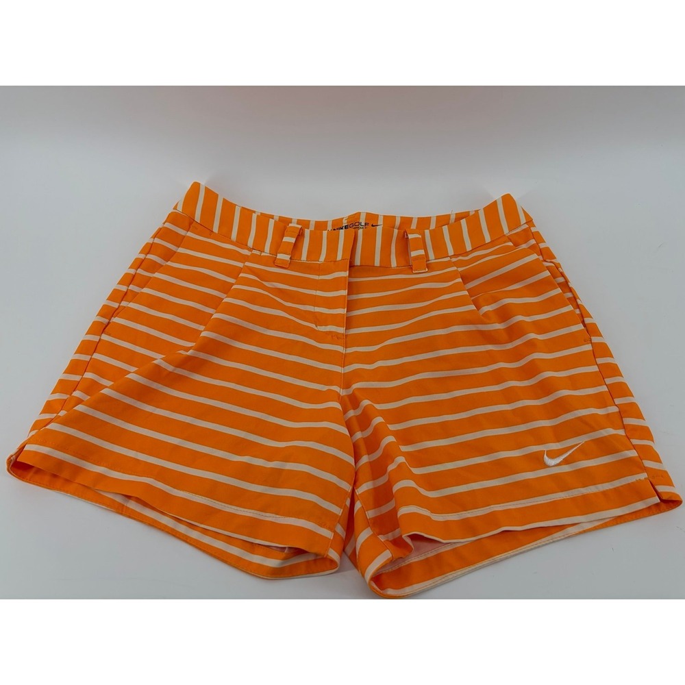 Nike Golf, Dri Fit Shorts, Orange/White Striped, Women's Size 2‎